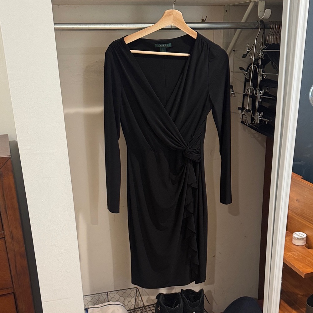 Lauren Ralph Lauren Elegant Black Long Sleeve Dress